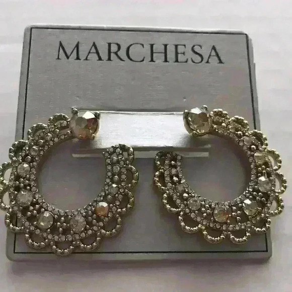 Marchesa new Open Hoop Earrings in gold /c… - Picture 4 of 8